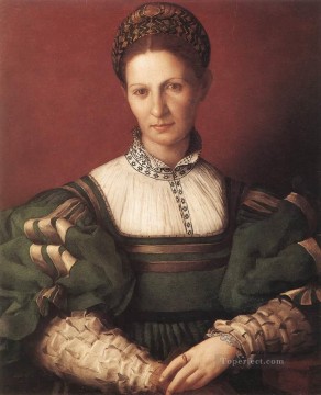 アーニョロ・ブロンズィーノ Painting - 緑の貴婦人の肖像 フィレンツェ・アーニョロ・ブロンズィーノ